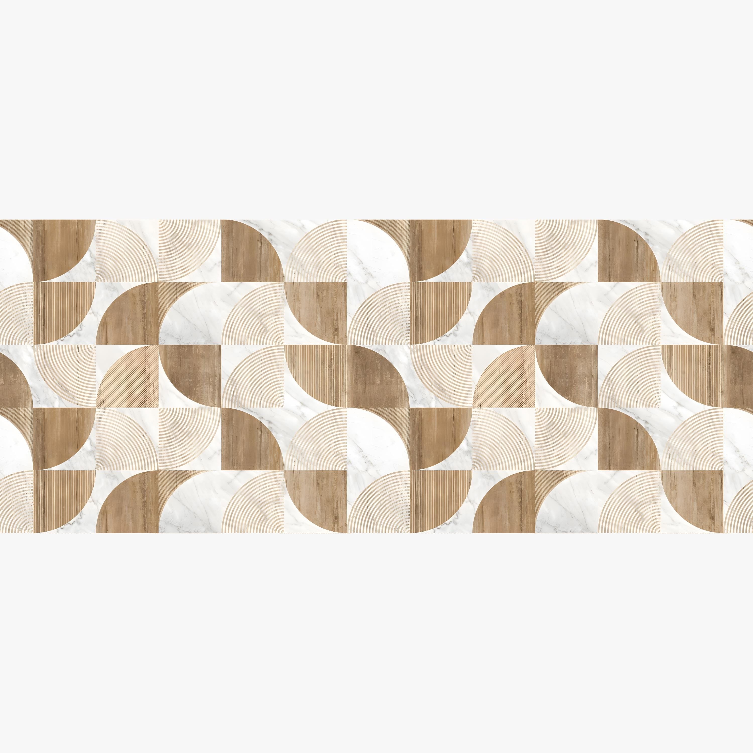 Wipeable office chair mat floor protector with wood & marble scandi design