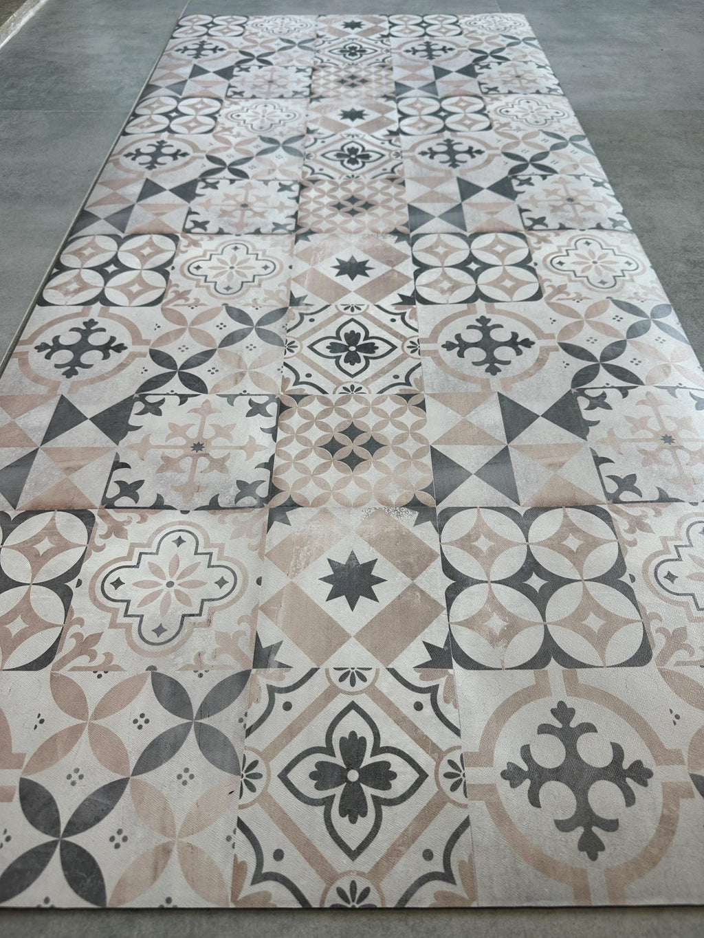 Beige Boho Kitchen Mat, Vintage Tile Runner Rug, Non-Slip Area Rug