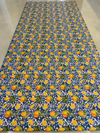 Lemon Kitchen Runner, Wipeable Vinyl Mat, Mediterranean Blue Tile Rug