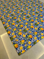 Lemon Kitchen Runner, Wipeable Vinyl Mat, Mediterranean Blue Tile Rug, Non Slip Floor Mat