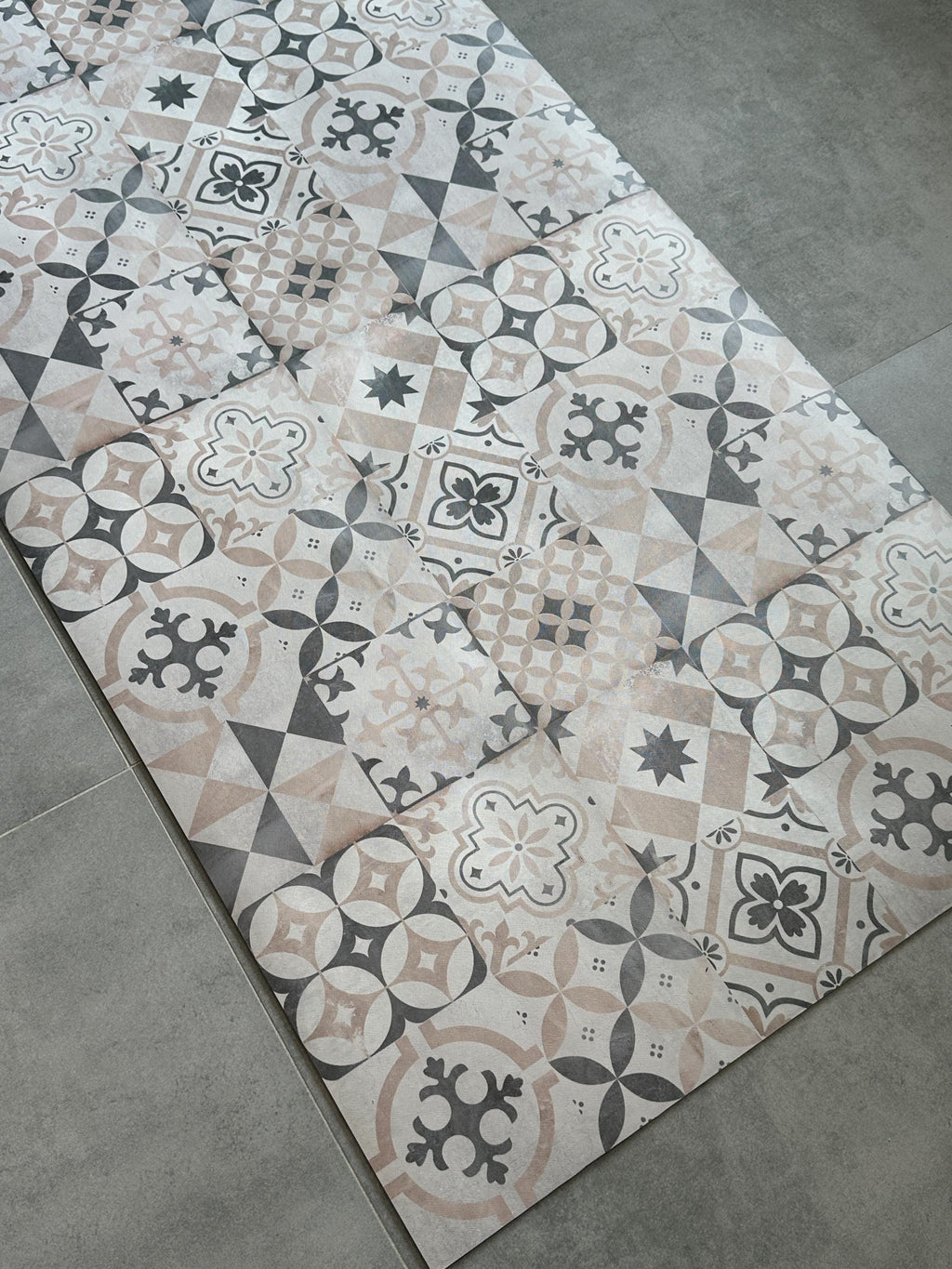Beige Tile Kitchen Mat, Runner Rug, Non-Slip Area Rug