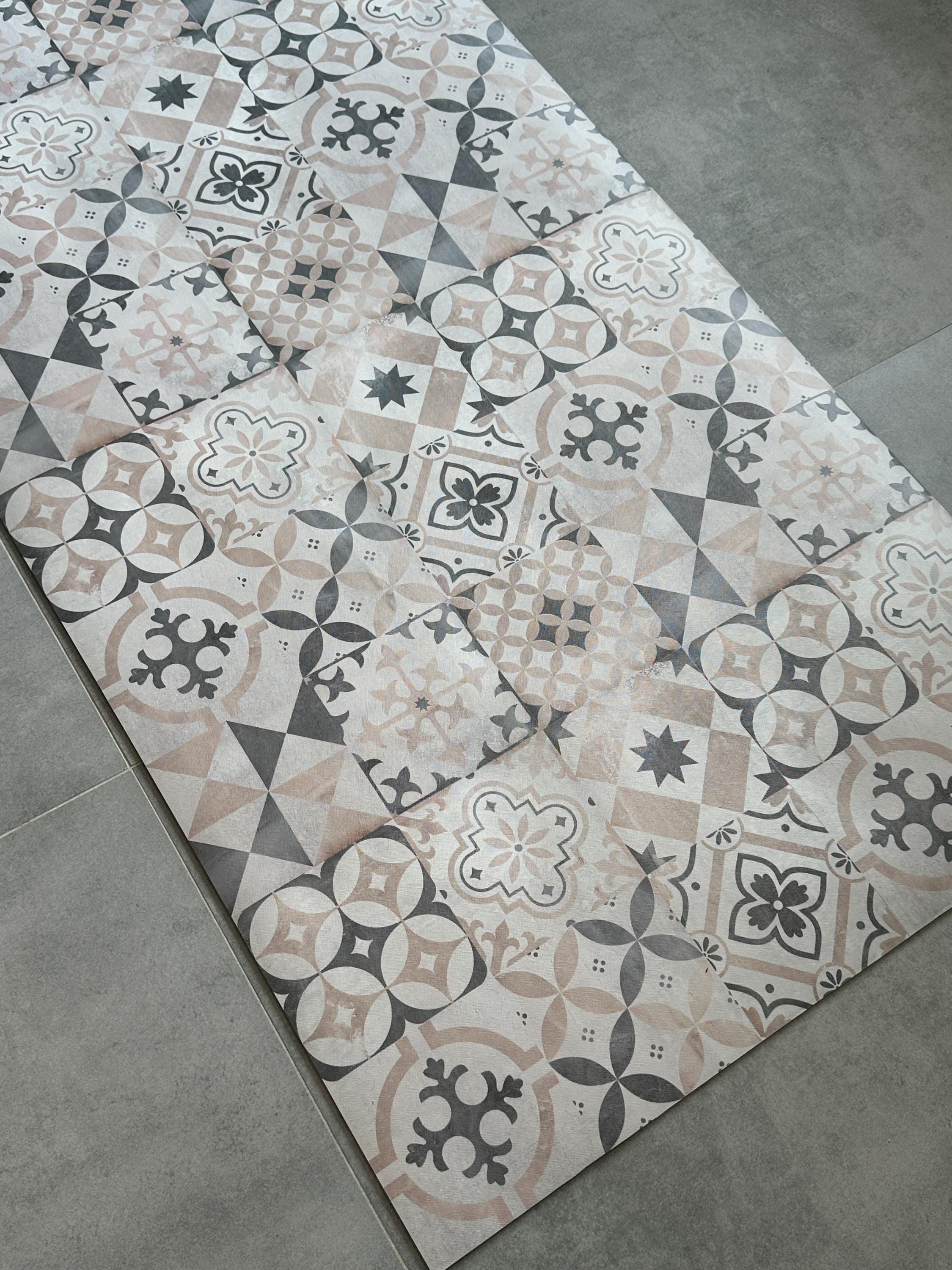 Beige Tile Kitchen Mat, Runner Rug, Non-Slip Area Rug
