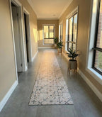 Beige Boho Kitchen Mat, Vintage Tile Runner Rug, Non-Slip Area Rug