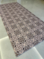 Brown Tile Kitchen Runner - Non-Slip Rug - Rustic Boho, Long Mat - Hallway and Entryway Rug