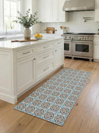 Blue Tile Mat, Kitchen Floor Protector, Wipeable Floor Rug, Non Slip Hallway vinly