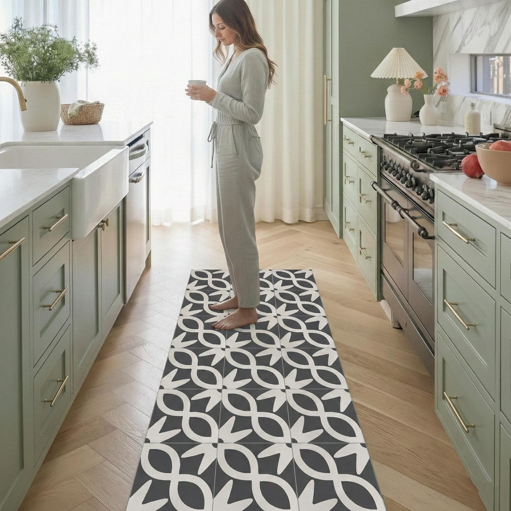 Wipeable non-slip kitchen runner with modern cushioned hallway wipeable hallway design