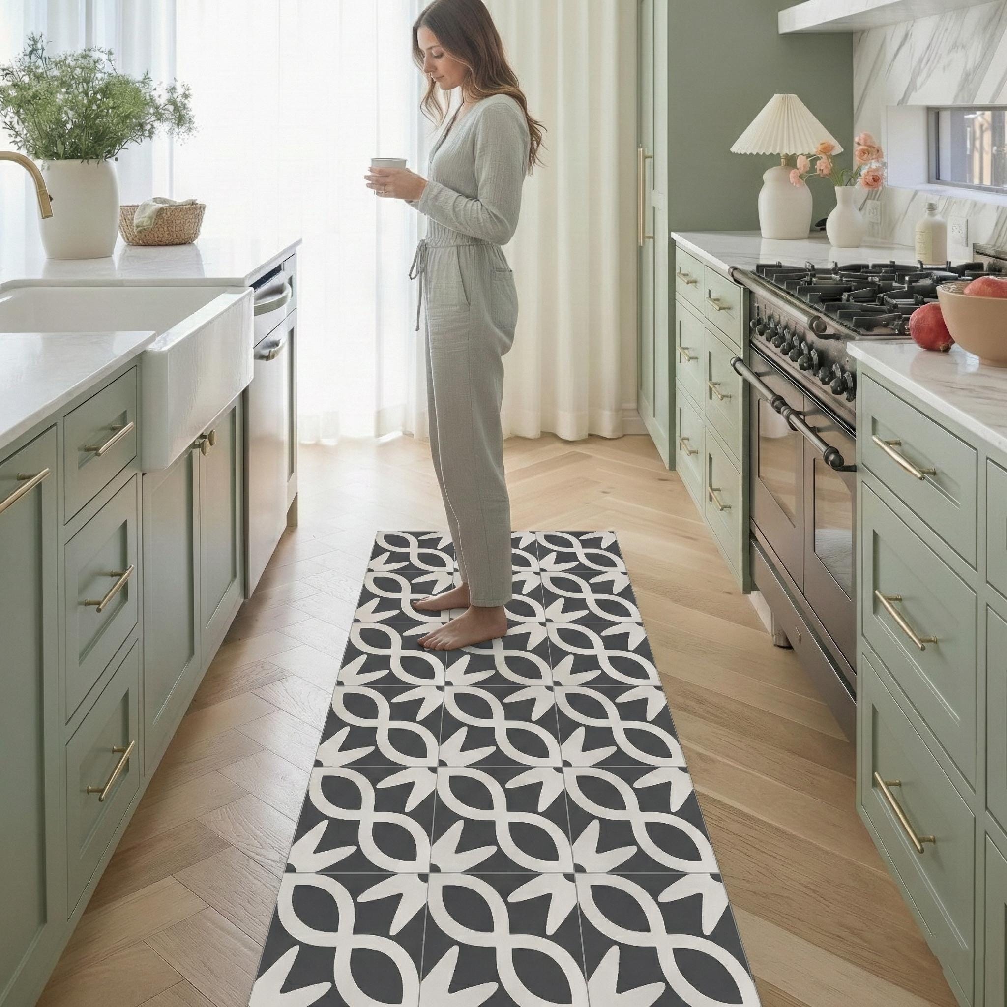 Wipeable non-slip kitchen runner with modern cushioned hallway wipeable hallway design