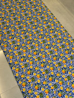 Lemon Kitchen Runner, Wipeable Vinyl Mat, Mediterranean Blue Tile Rug