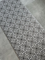 Kitchen Runner, Wipeable Floor Mat, Black Gray Tile Rug