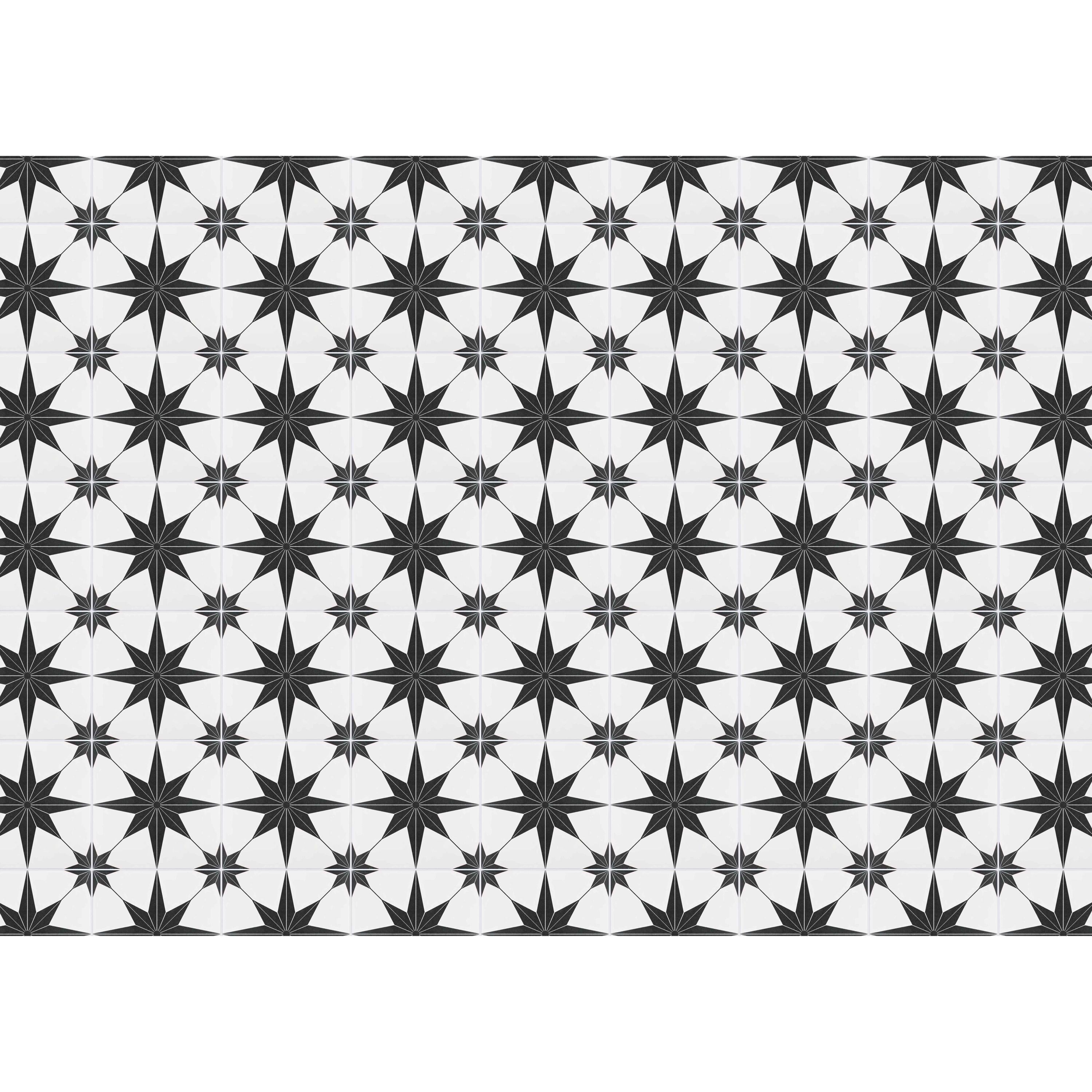 Wipeable non-slip kitchen runner with stars tile design