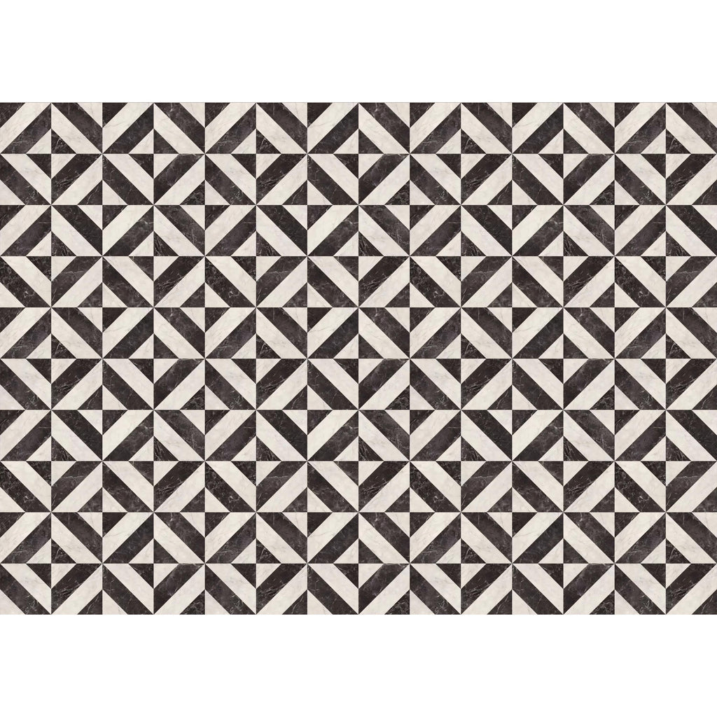 Wipeable non-slip kitchen runner with modern mosaic design
