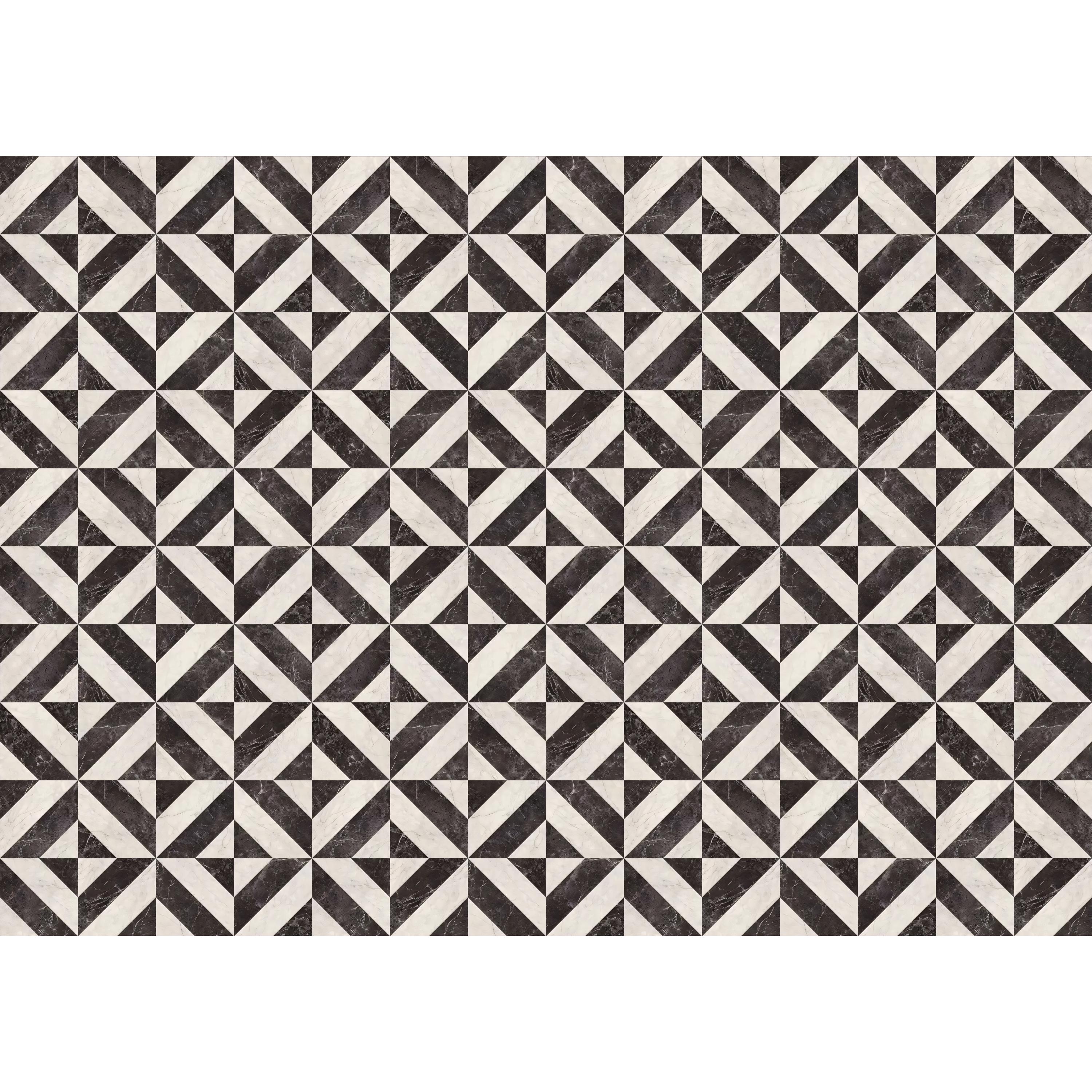 Wipeable non-slip kitchen runner with modern mosaic design