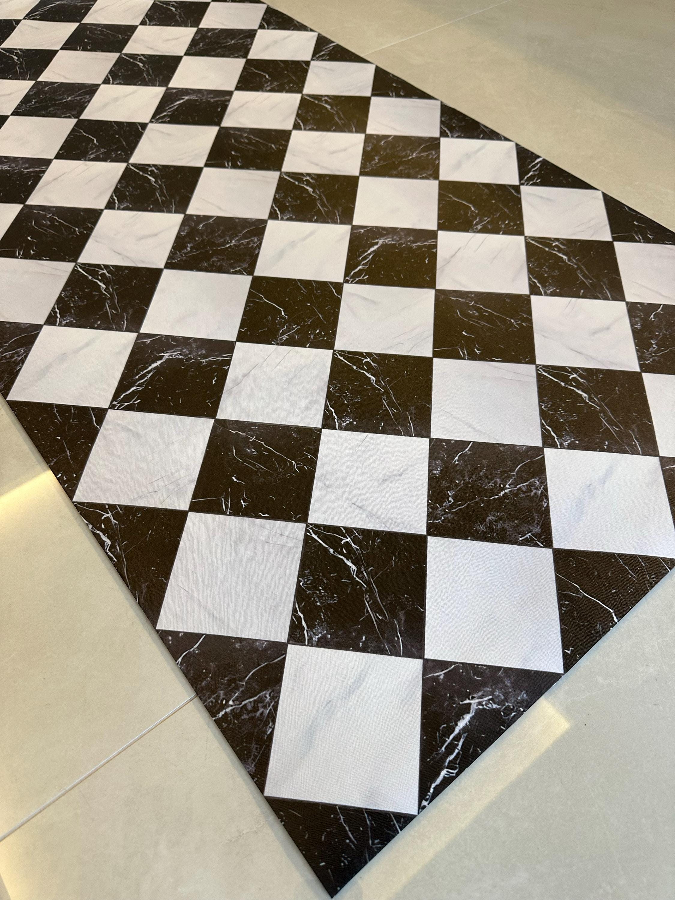 Vinyl Floor Mat, Non-Slip Marble Kitchen Runner
