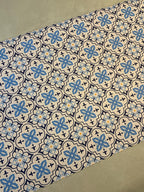 Blue Tile Kitchen Floor Mat, Mediterranean Runner Rug, Non Slip Hallway Carpet, Laundry Room
