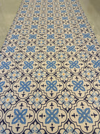 Blue Tile Kitchen Floor Mat, Mediterranean Runner Rug, Non Slip Hallway Carpet, Laundry Room