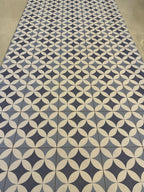 Mat Blue Spanish Tile Vinyl Runner - Cushioned Mediterranean Floor Rug - Standing Mat