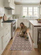 Kitchen Mat, Vintage Tile Runner, Boho Geometric Floor Rug