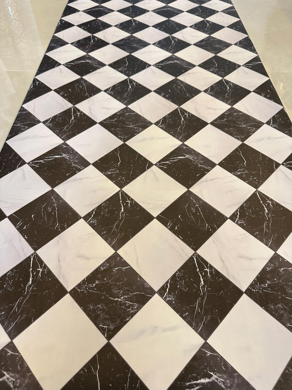 Vinyl Floor Mat, Non-Slip Marble Kitchen Runner