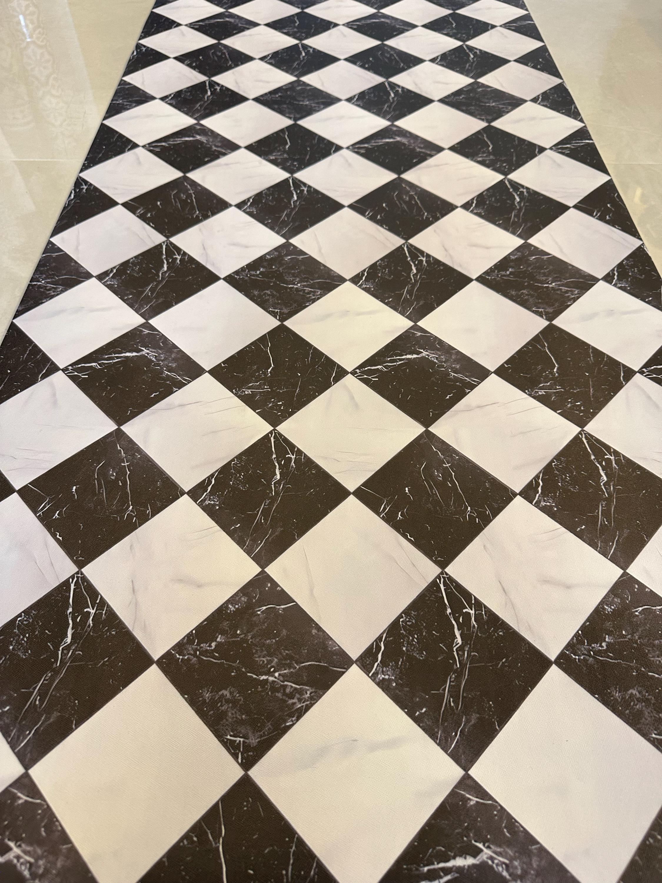 Vinyl Floor Mat, Non-Slip Marble Kitchen Runner