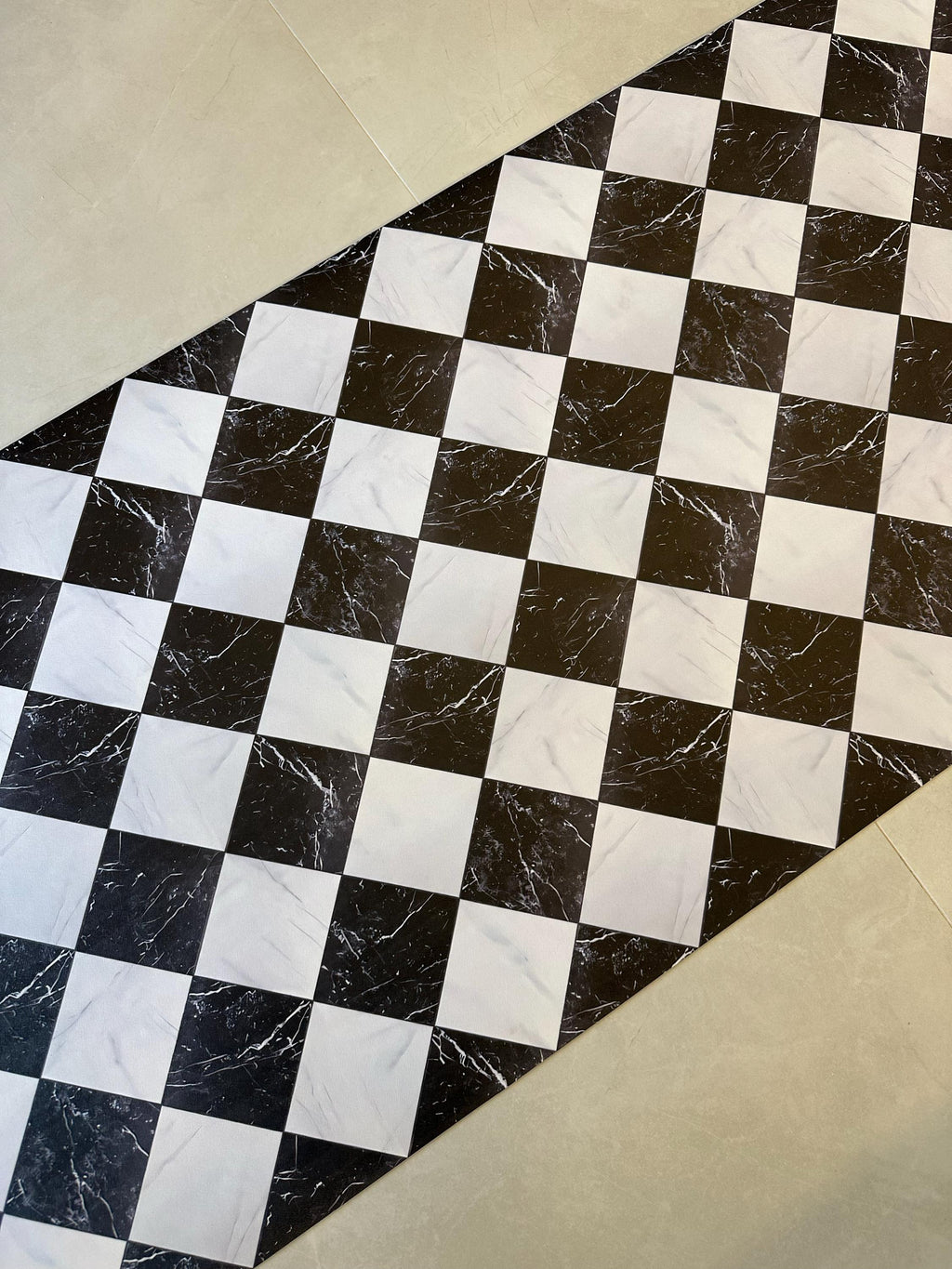 Vinyl Floor Mat, Non-Slip Marble Kitchen Runner