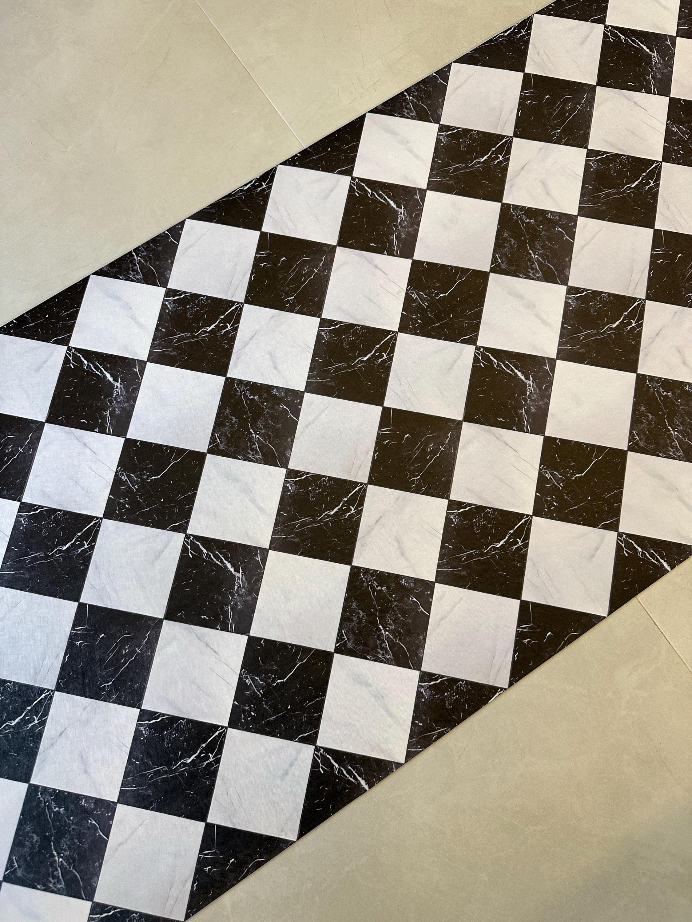 Vinyl Floor Mat, Non-Slip Marble Kitchen Runner