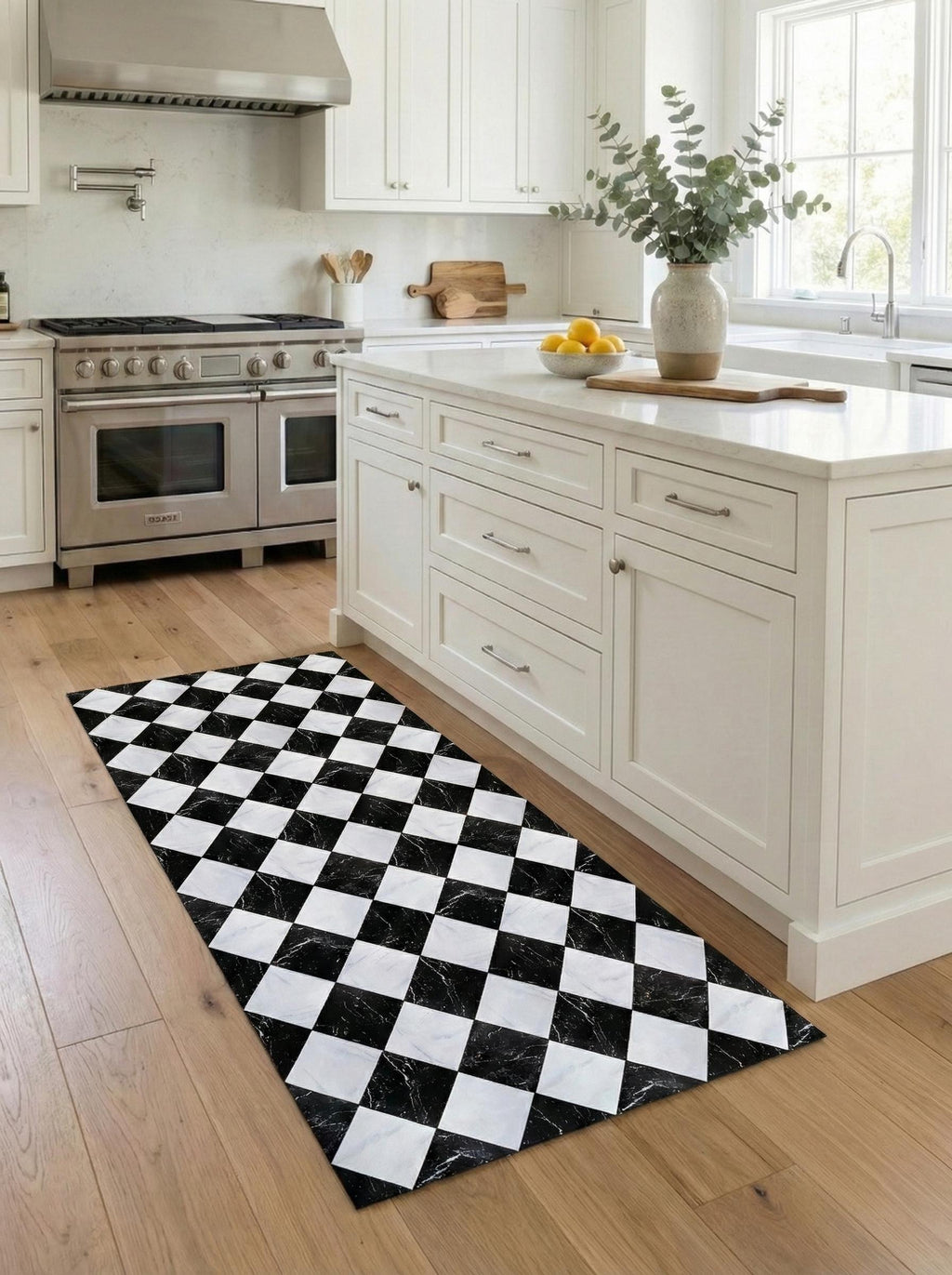 Vinyl Floor Mat, Non-Slip Marble Kitchen Runner