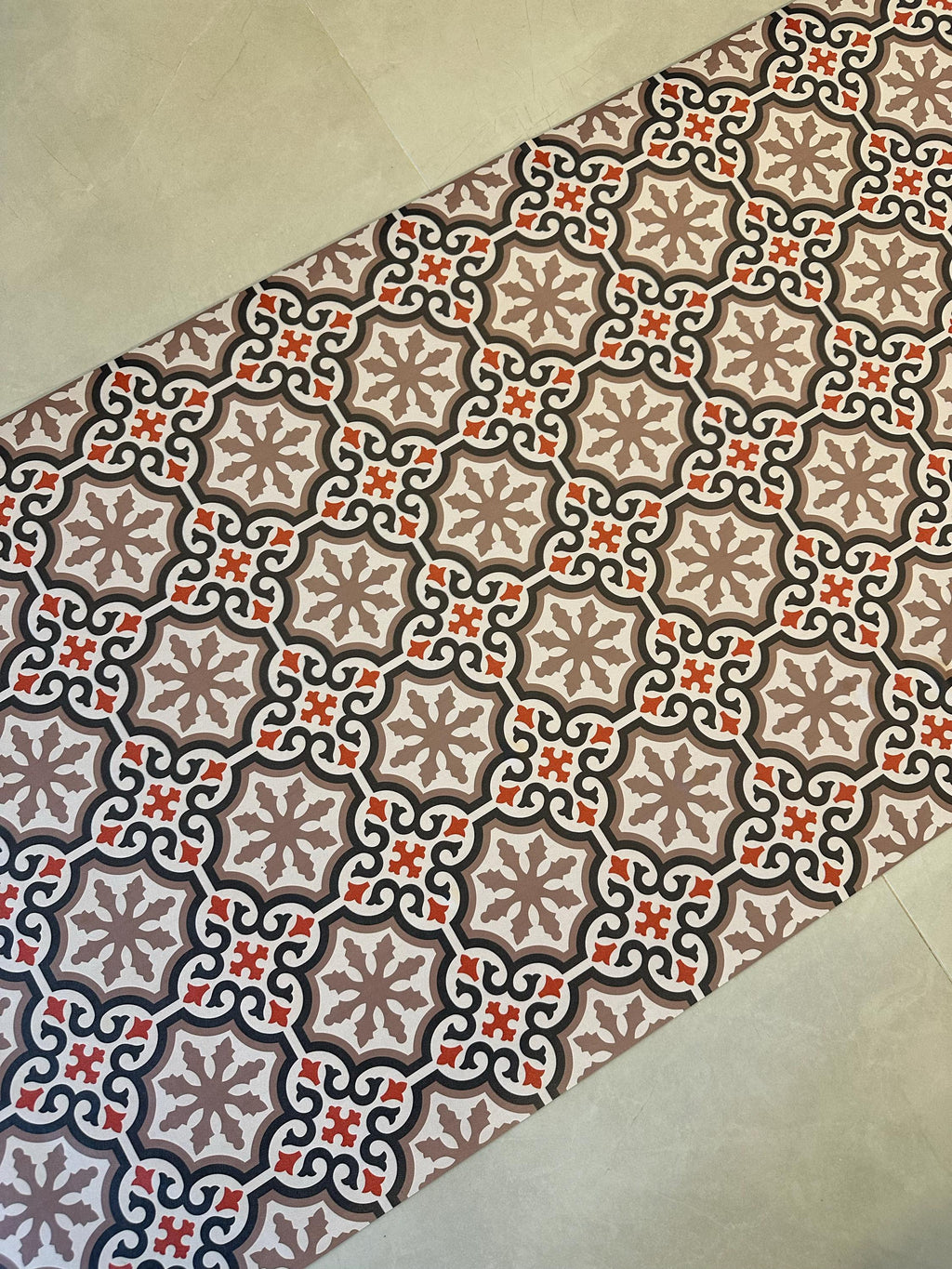 Kitchen Mat, Vintage Tile Runner, Boho Geometric Floor Rug