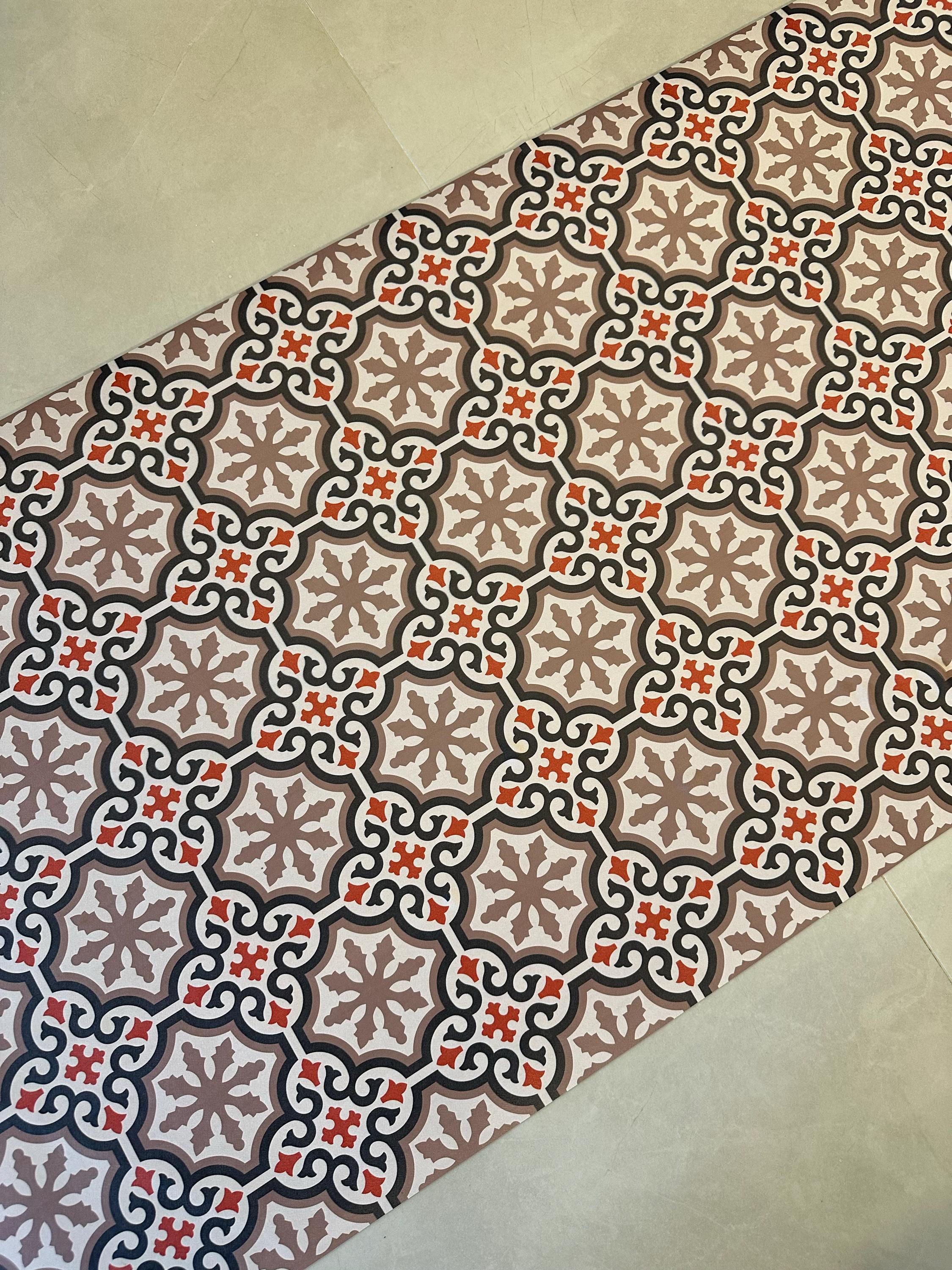 Kitchen Mat, Vintage Tile Runner, Boho Geometric Floor Rug