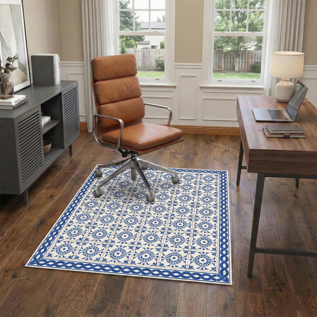 Blue Tile Office Chair Mat – Floor Protector for home office floor protection