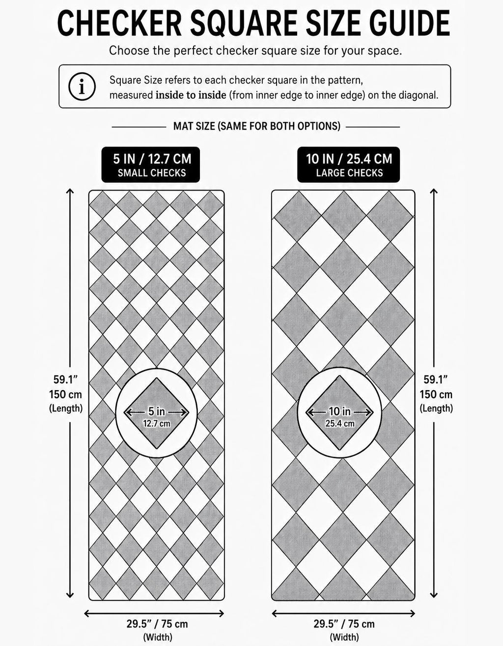 Cream Checkered Floor Mat, Easy Clean Marble Kitchen Vinly Runner