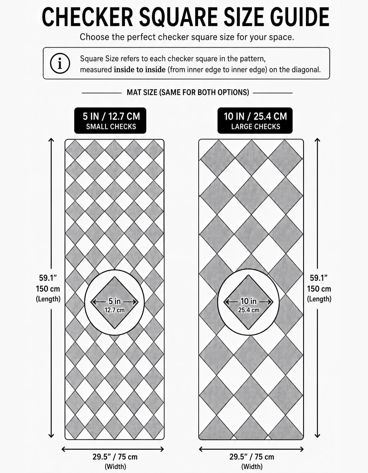 Cream Checkered Floor Mat, Easy Clean Marble Kitchen Vinly Runner