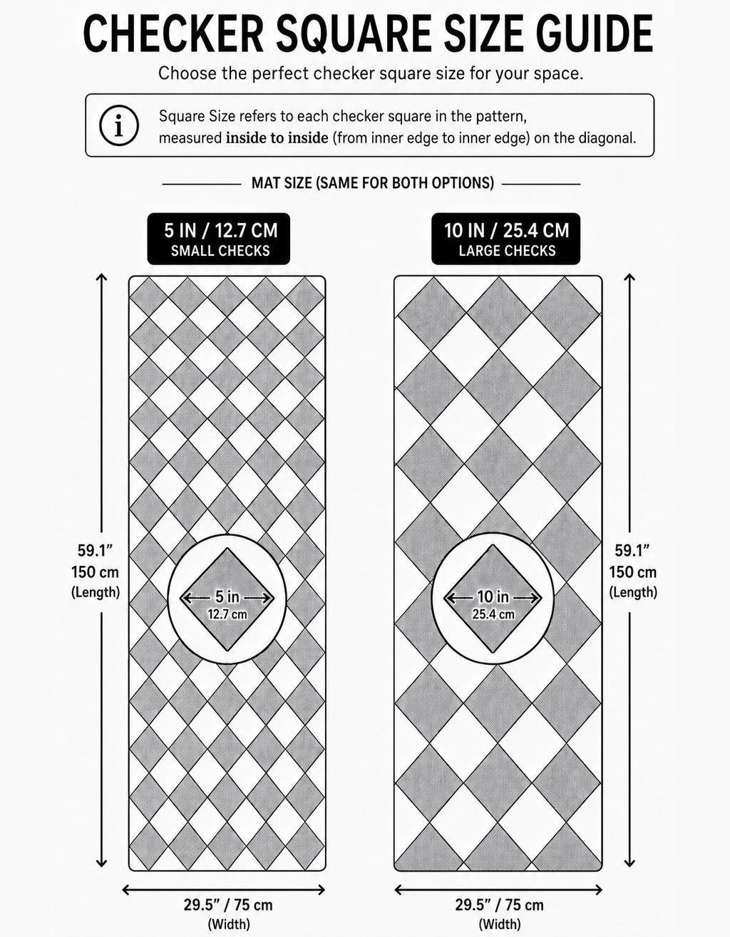 Gray White Checkered Marble Vinyl Kitchen Runner Non-Slip Wipeable Floor Mat Rug