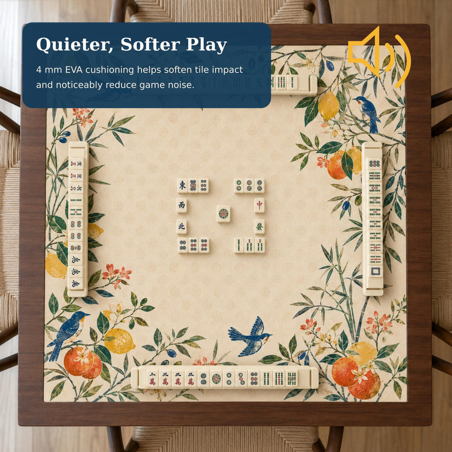 Citrus Bird Mahjong Mat – Quieter Play Vegan Leather product detail