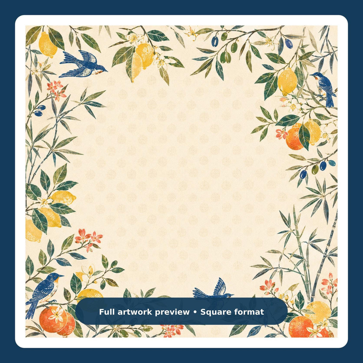 Citrus Bird Mahjong Mat – Quieter Play Vegan Leather product detail
