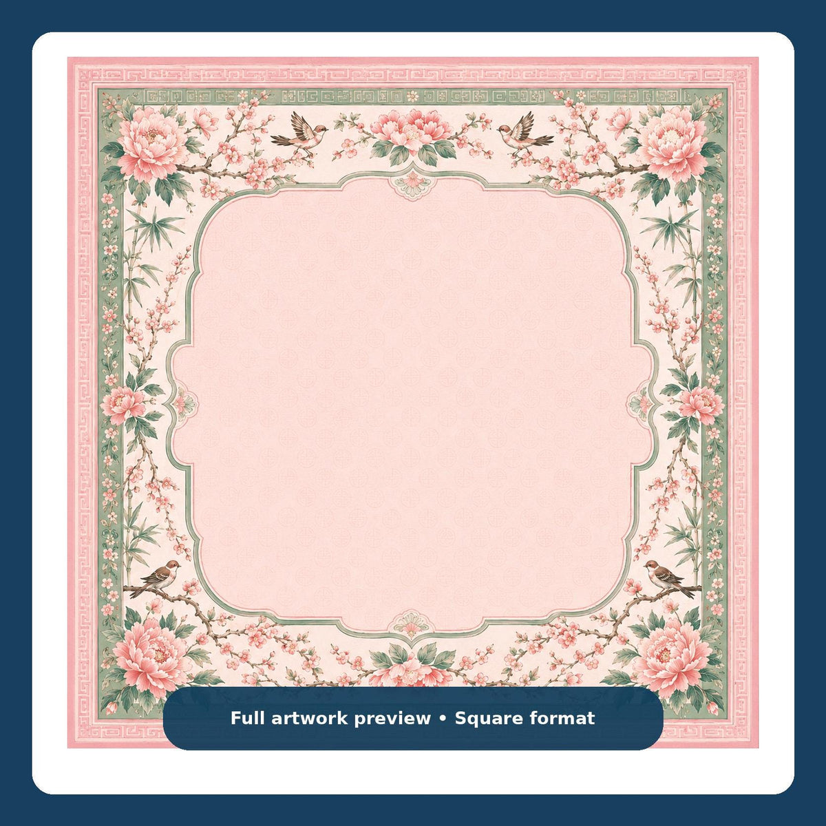 Pink Chinoiserie Mahjong Mat – Peony Bird Vegan Leather product detail