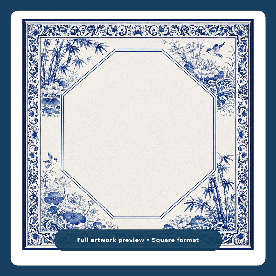 Blue and White Mahjong Mat – Indigo Porcelain Vegan Leather product detail