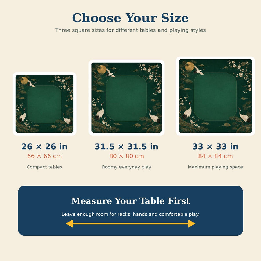 Emerald Crane Mahjong Mat – Japanese Garden Vegan Leather product detail