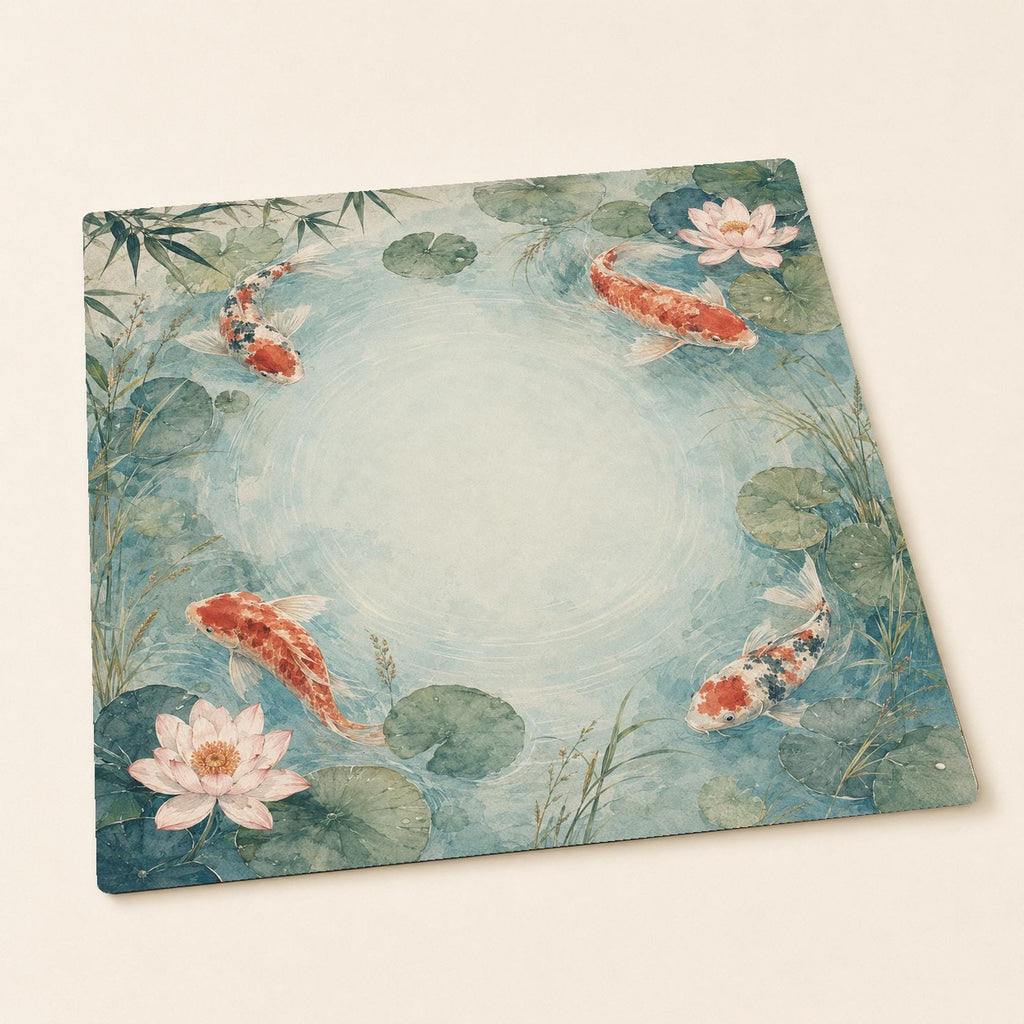 Koi Water Lily Mahjong Mat – Japanese Pond Vegan Leather product detail