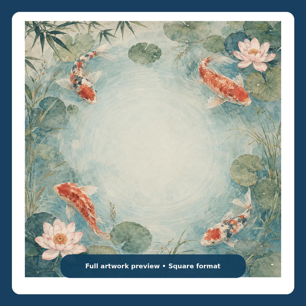 Koi Water Lily Mahjong Mat – Japanese Pond Vegan Leather product detail