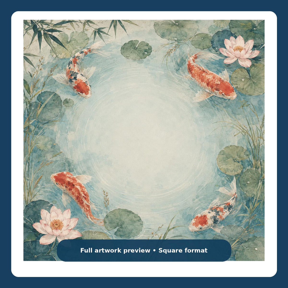 Koi Water Lily Mahjong Mat – Japanese Pond Vegan Leather product detail