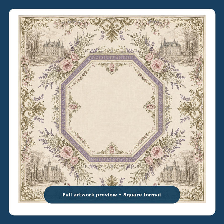 Lavender Chateau Mahjong Mat – French Rose Garden Vegan Leather product detail