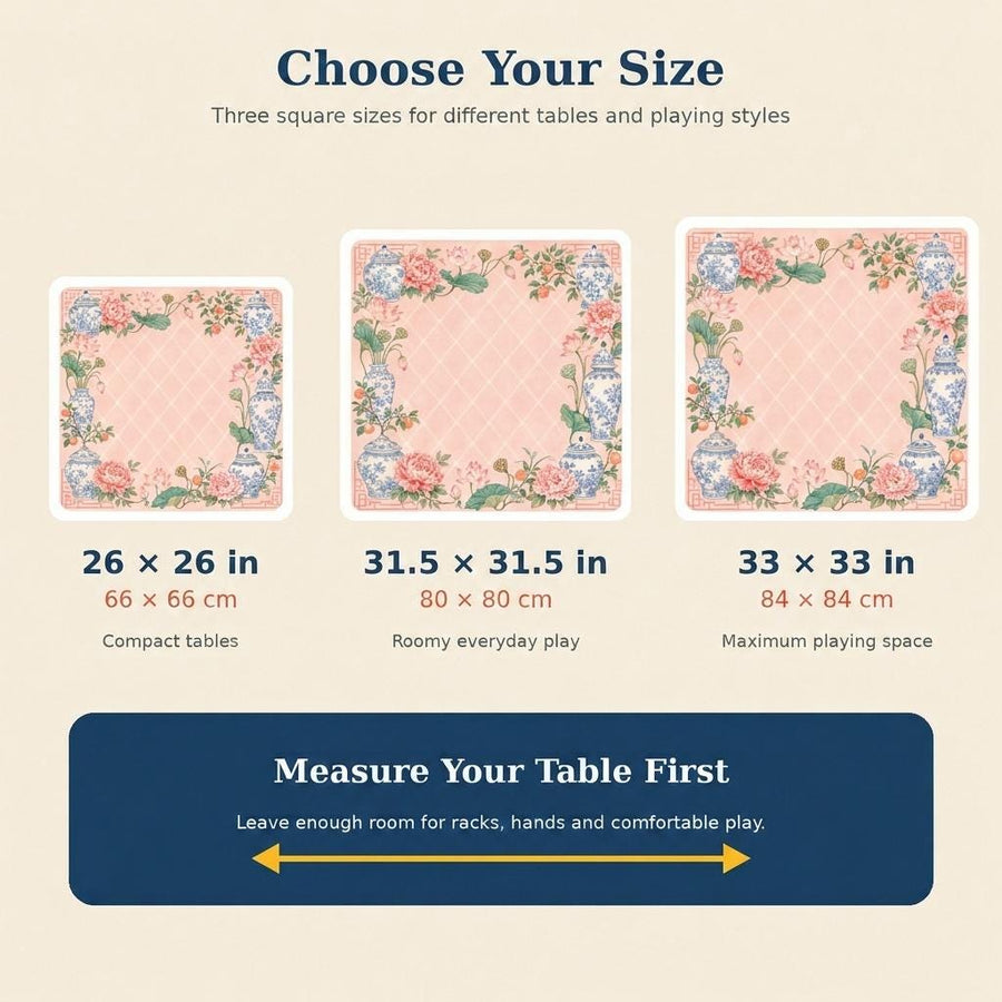 Blush Chinoiserie Mahjong Mat – Blue Ginger Jar Lotus Vegan Leather product detail