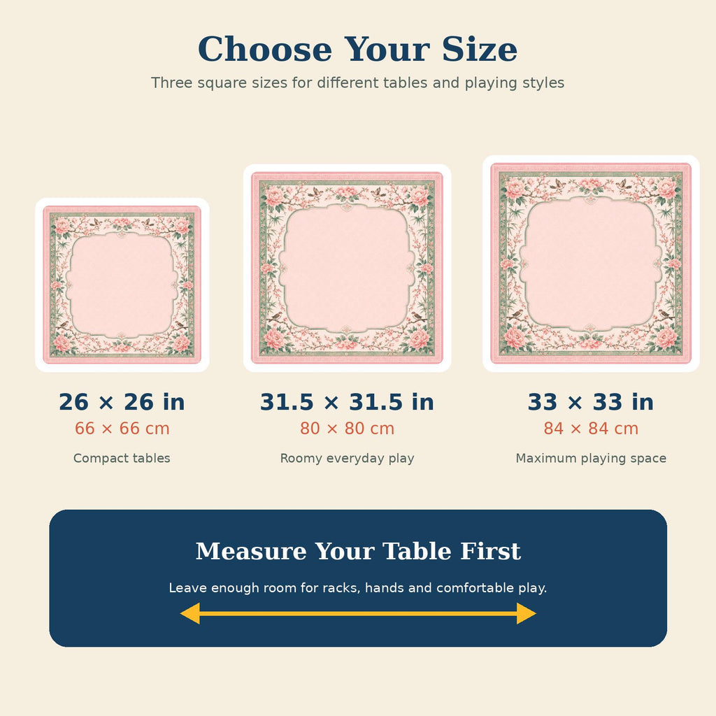 Pink Chinoiserie Mahjong Mat – Peony Bird Vegan Leather product detail