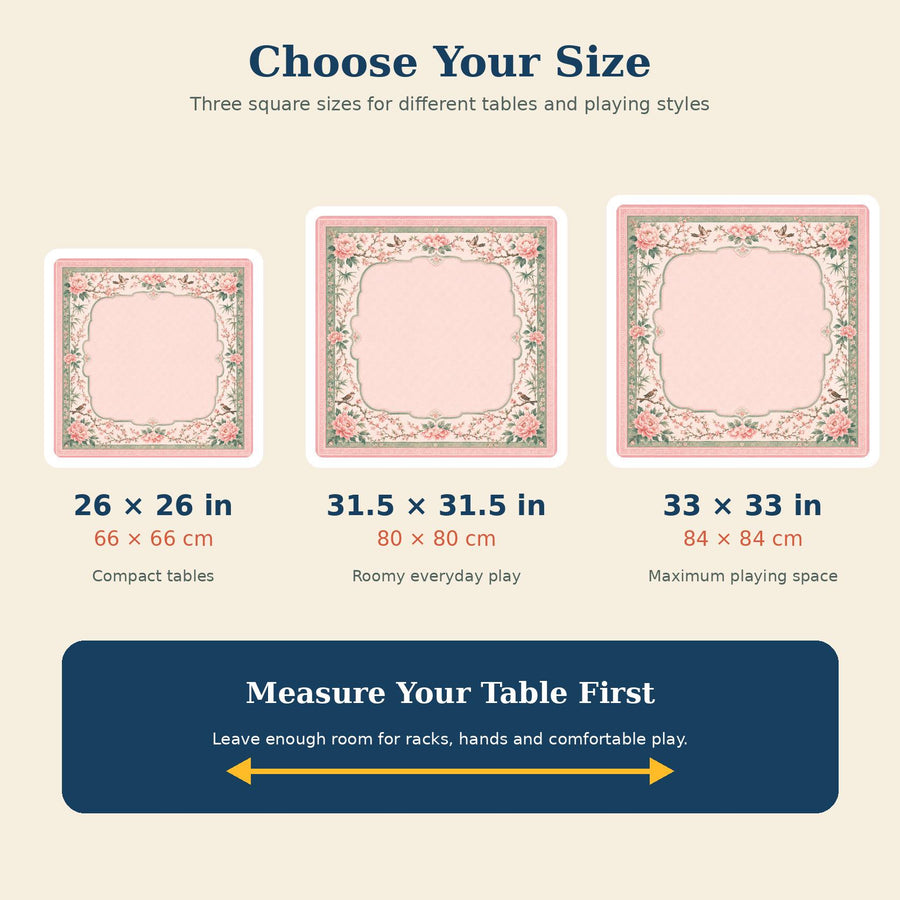 Pink Chinoiserie Mahjong Mat – Peony Bird Vegan Leather product detail