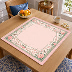 Pink Chinoiserie Mahjong Mat – Peony Bird Vegan Leather