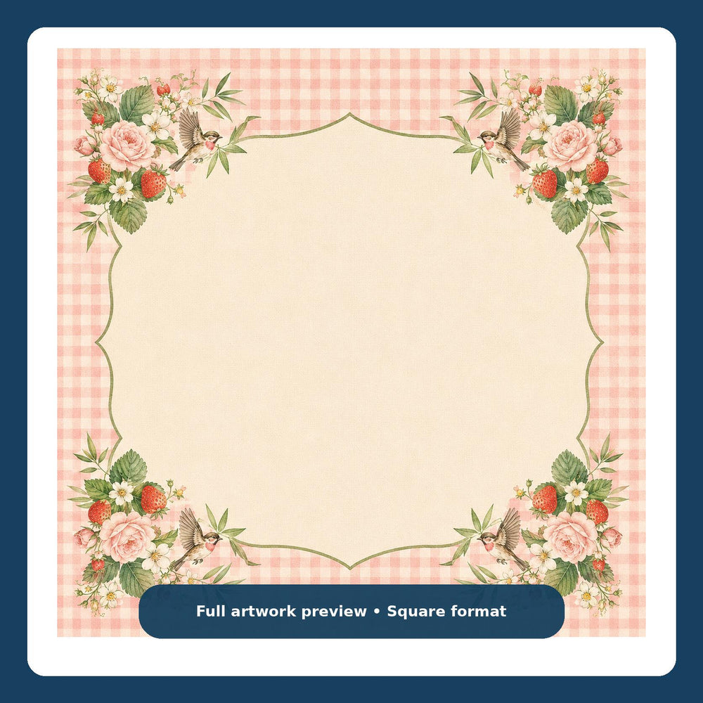 Strawberry Gingham Mahjong Mat – Cottagecore Floral Vegan Leather product detail