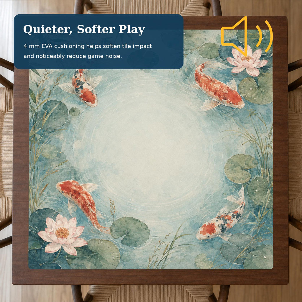 Koi Water Lily Mahjong Mat – Japanese Pond Vegan Leather product detail