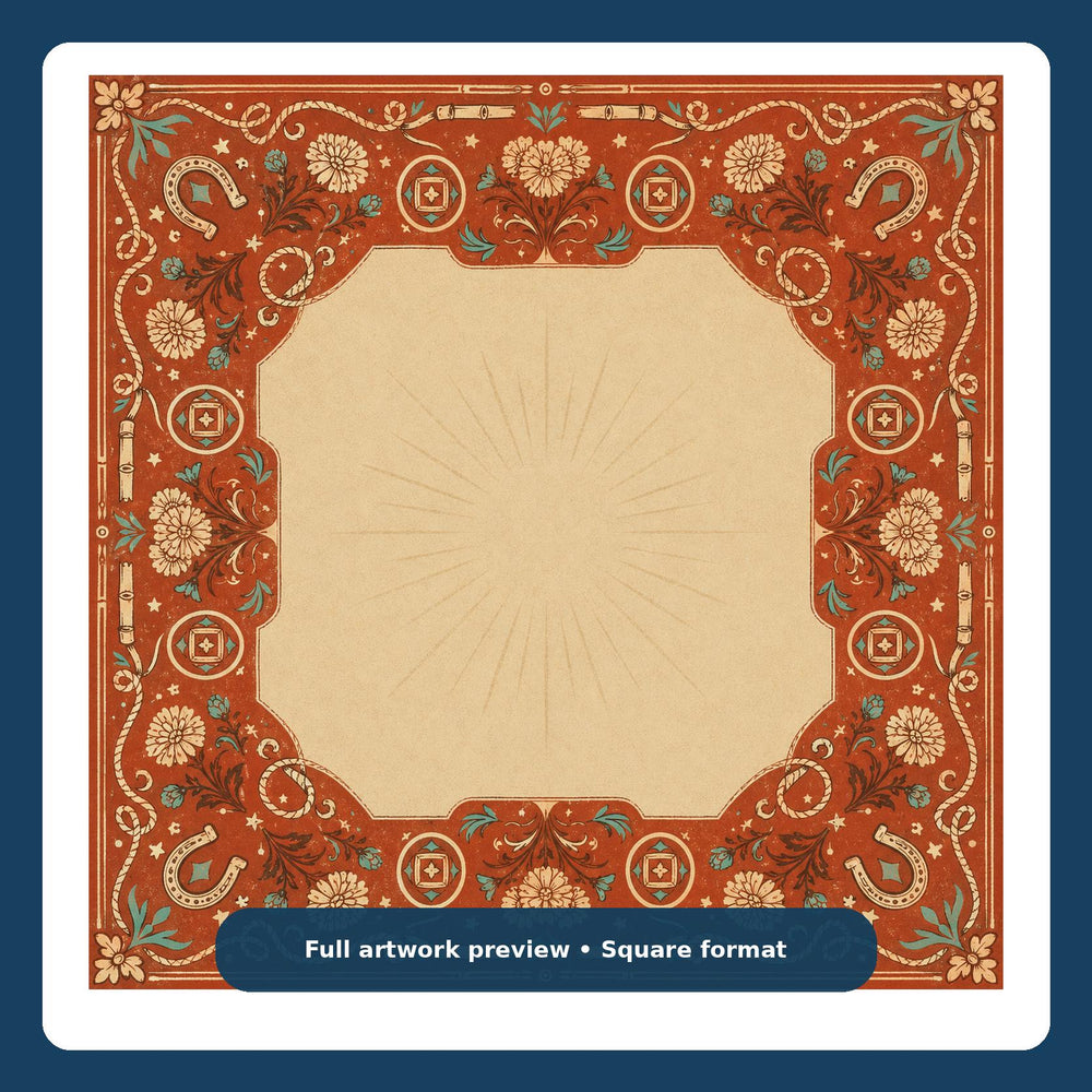 Desert Bandana Mahjong Mat – Western Horseshoe Floral Vegan Leather product detail