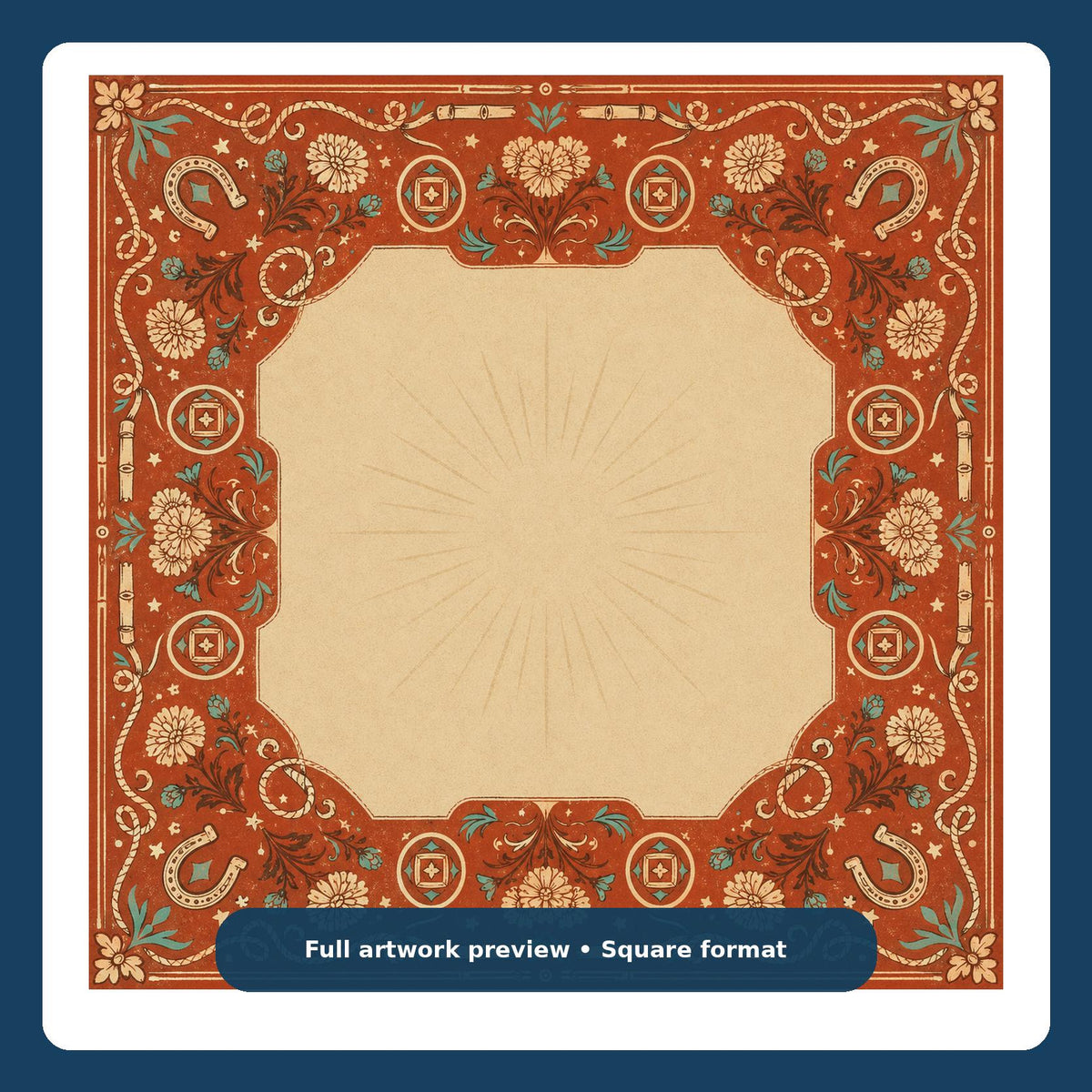 Desert Bandana Mahjong Mat – Western Horseshoe Floral Vegan Leather product detail