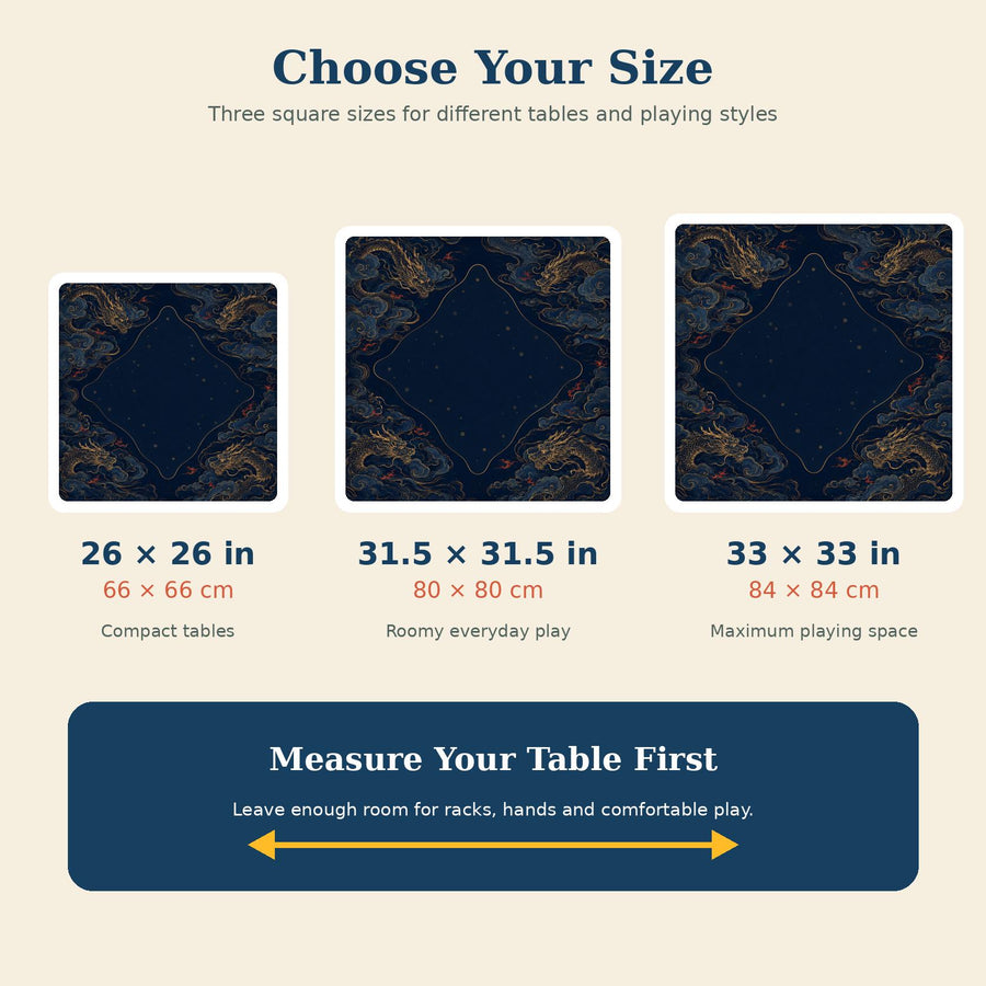 Midnight Dragon Clouds Mahjong Mat – Navy Chinese Dragon Vegan Leather product detail